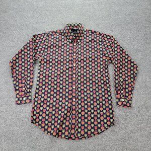 Nautica Shirt Youth Boys Large‎ 16-18 Blue Crest All Over Print Vintage